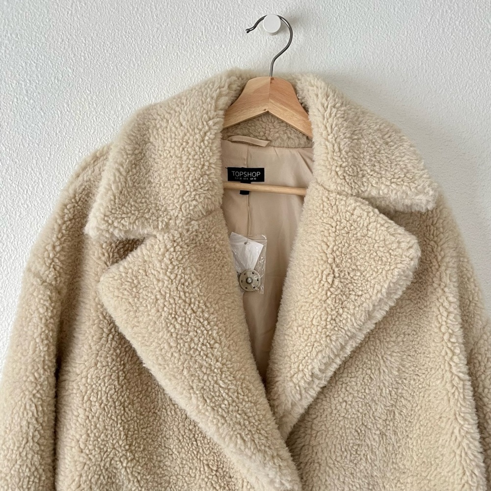 TopShop Teddy Coat in Cream (S) - Picture 5 of 16